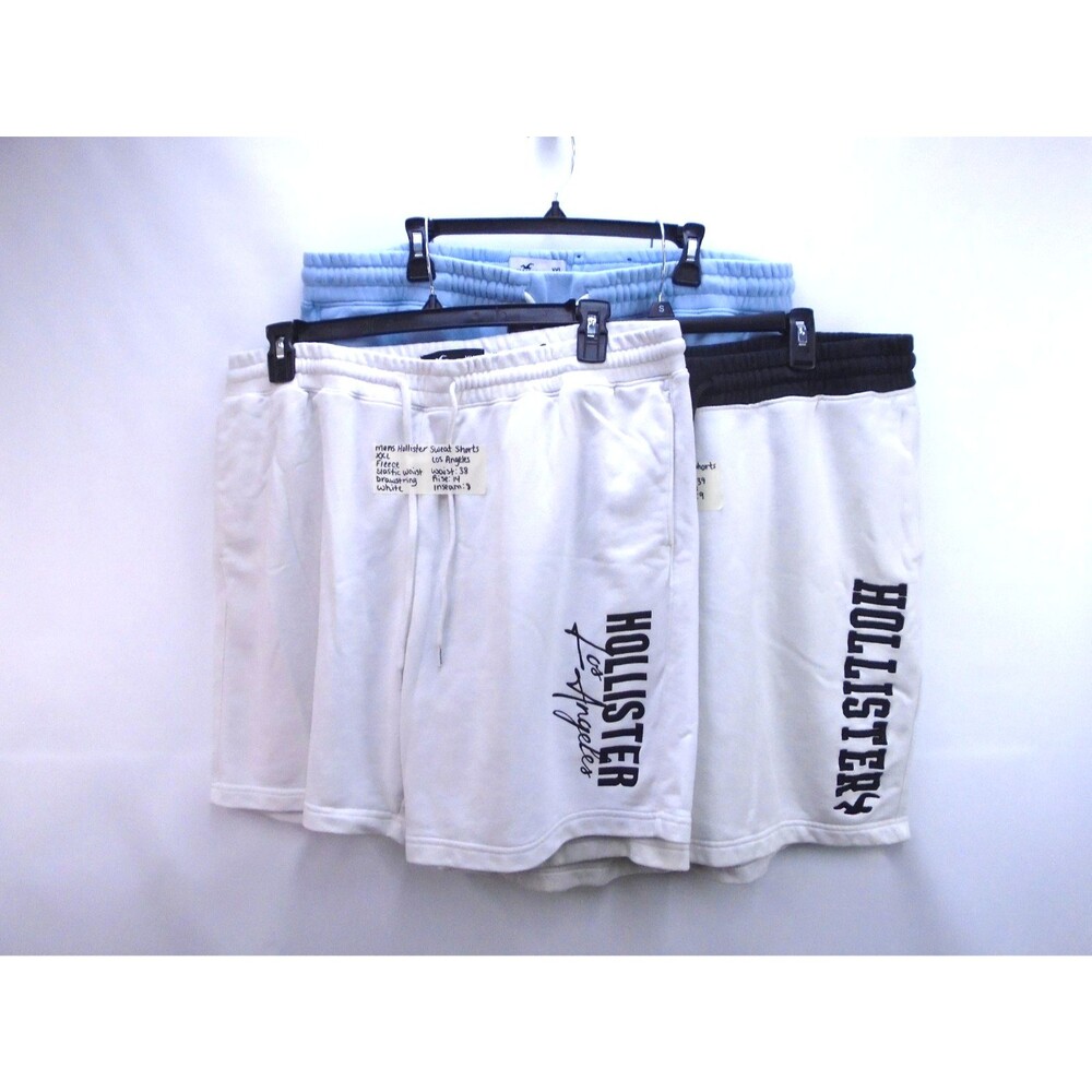 Hollister Mens Sweat Shorts Lot 3 XXL Fleece Drawstring White Blue Los Angeles